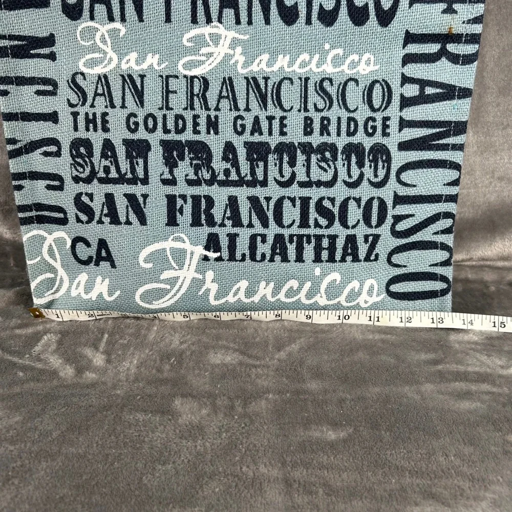 Earthbags San‎ Francisco Jute Tote Bag Blue Reusable Sustainable Travel Souvenir